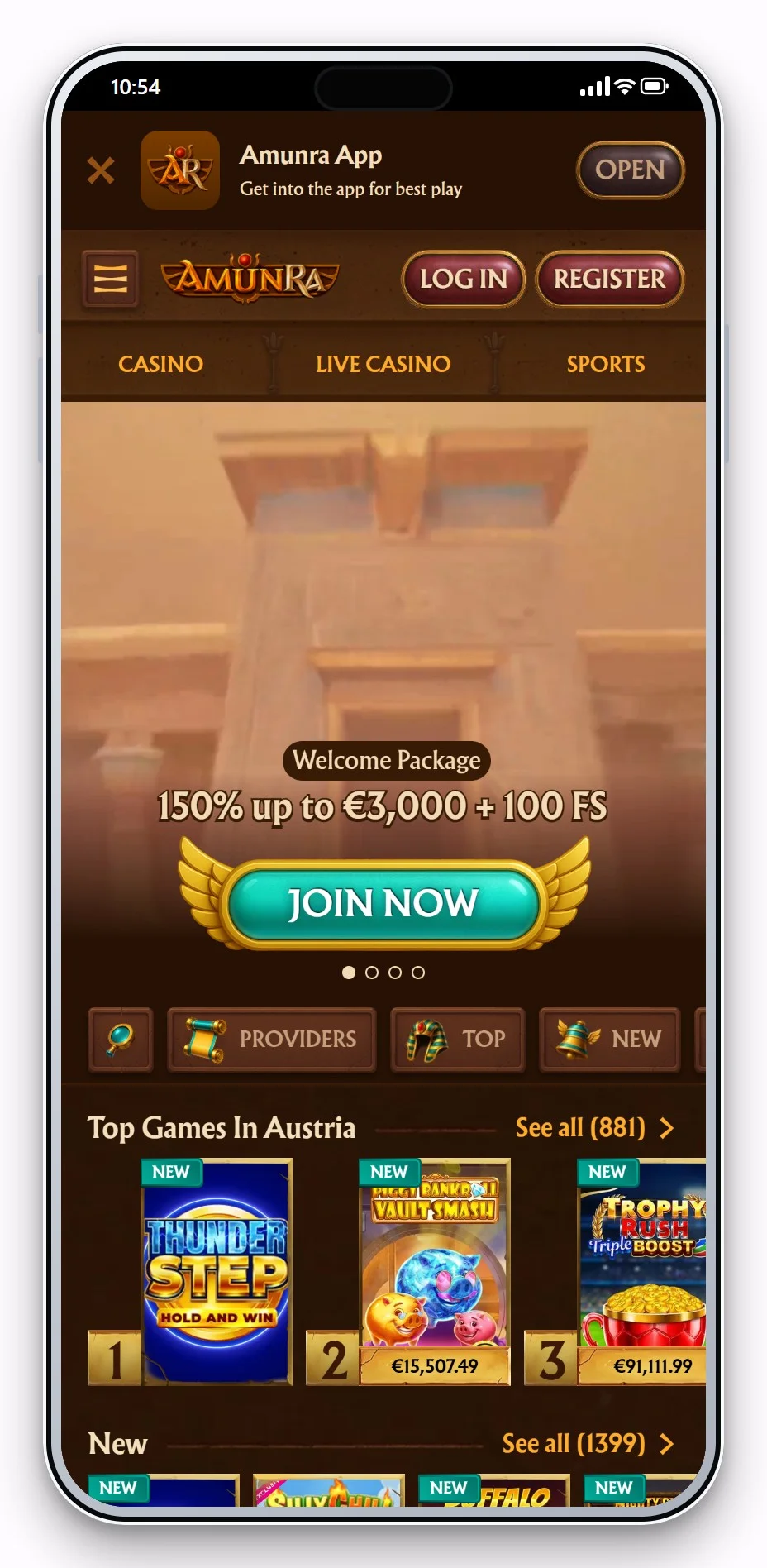 Cashlib Online Casino: AmunRa mobil, Spielelobby