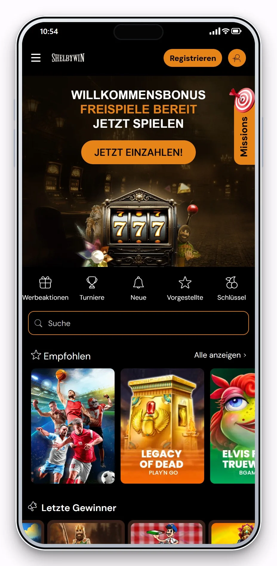 Casino mit Cashlib: ShelbyWin mobil, Startseite
