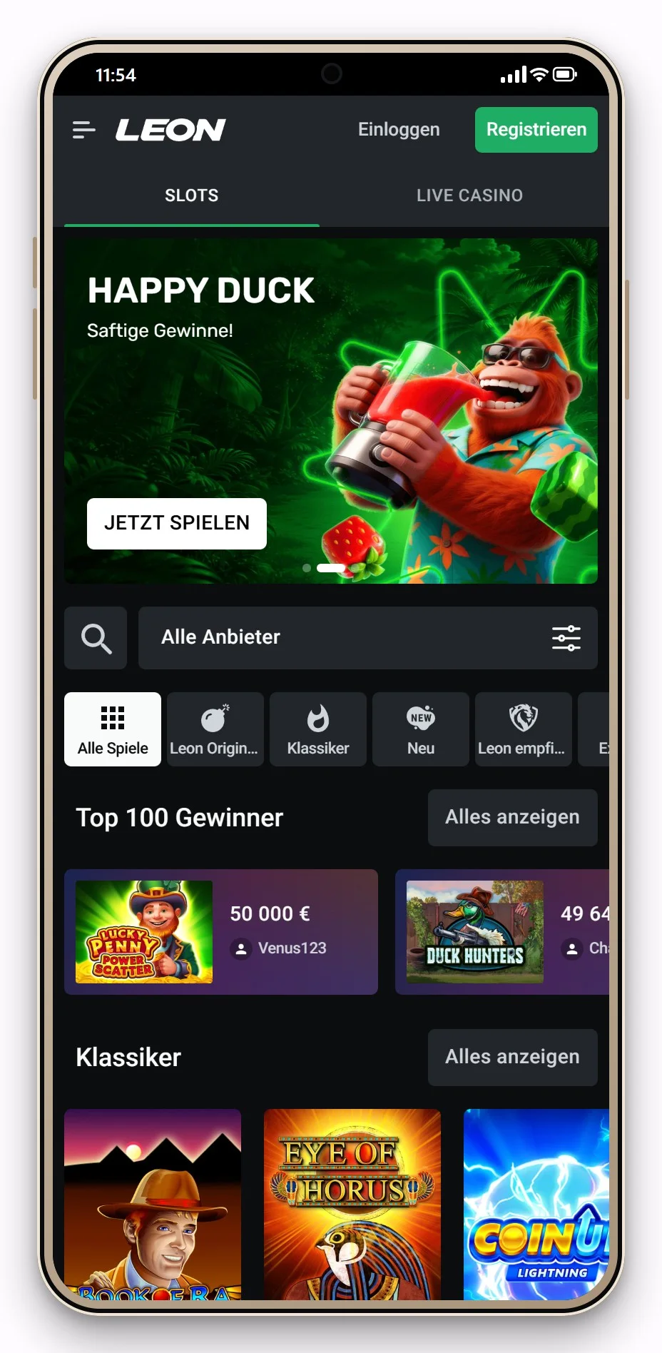 cashlib casino schweiz: Leon mobil, die Slot-Lobby