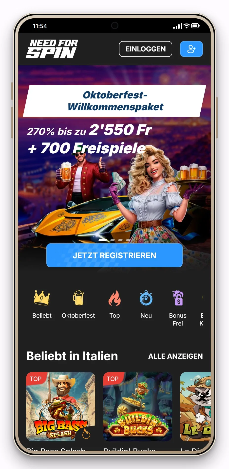 online casino mit cashlib: Need For Spin mobil, Lobby
