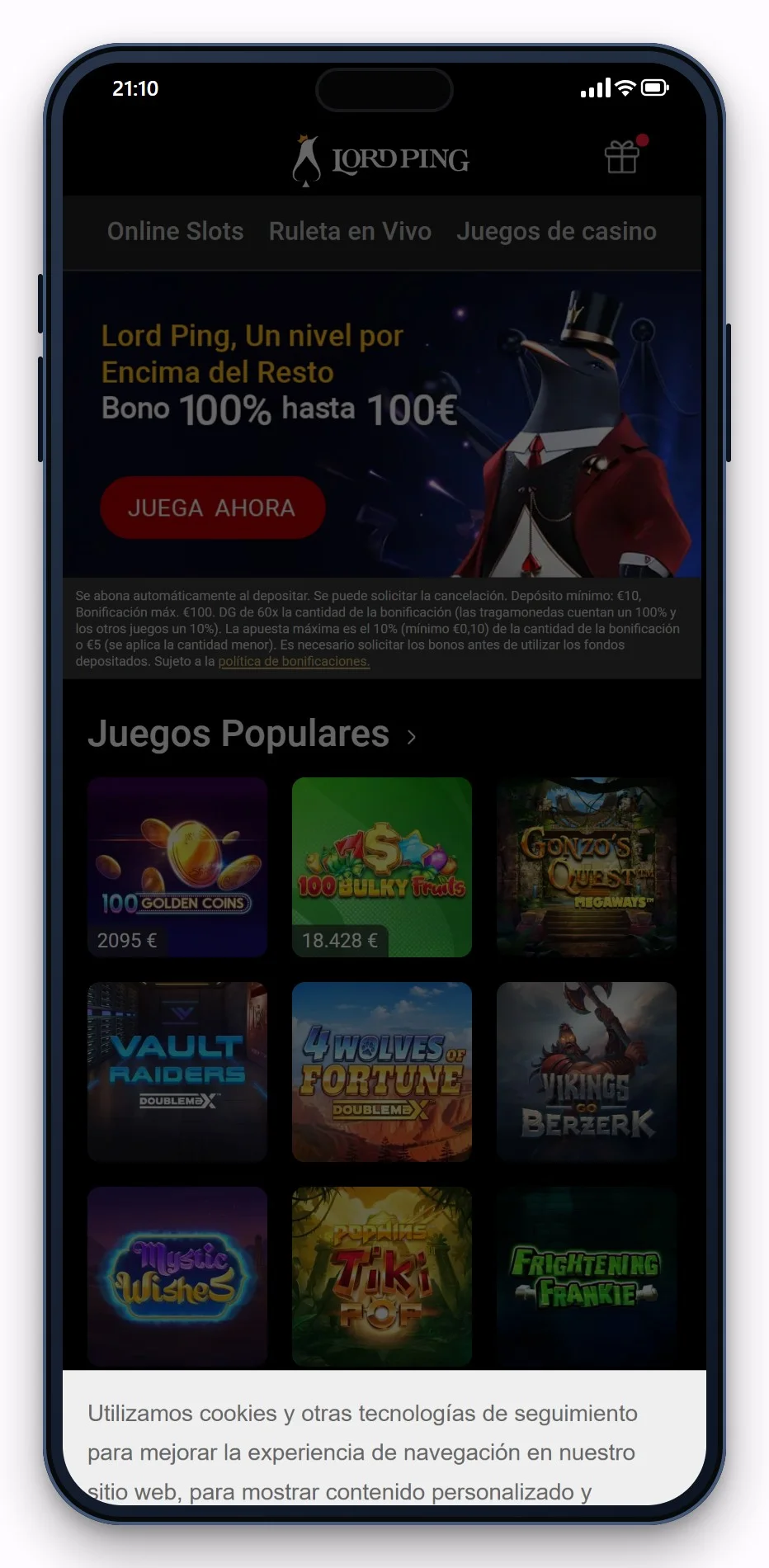 casino online con cashlib: Lord Ping en móvil, lobby
