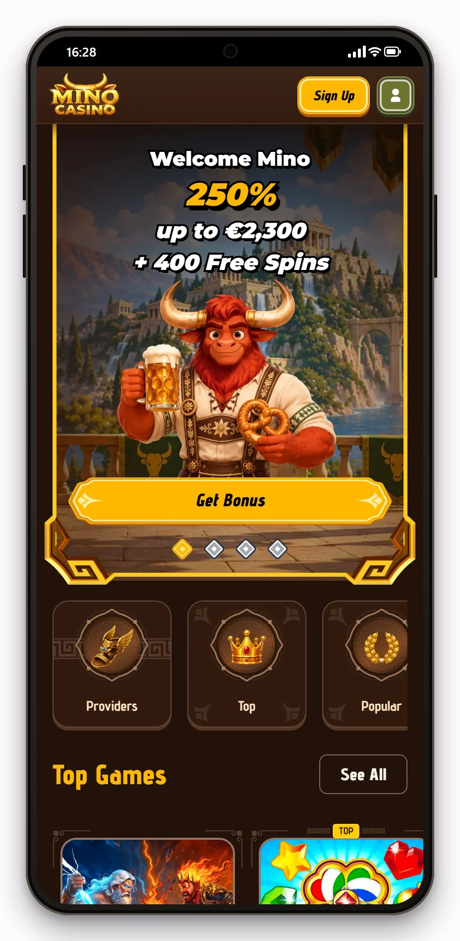 cashlib casino: Mino Casino on mobile, the lobby