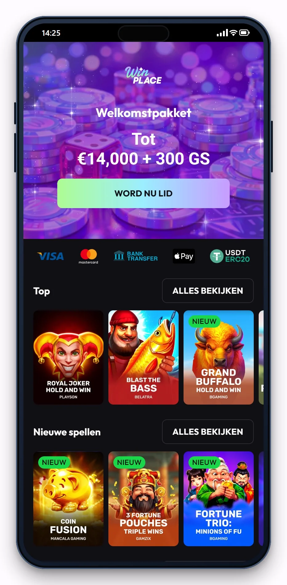 online casino cashlib: WinPlace mobiel, lobby