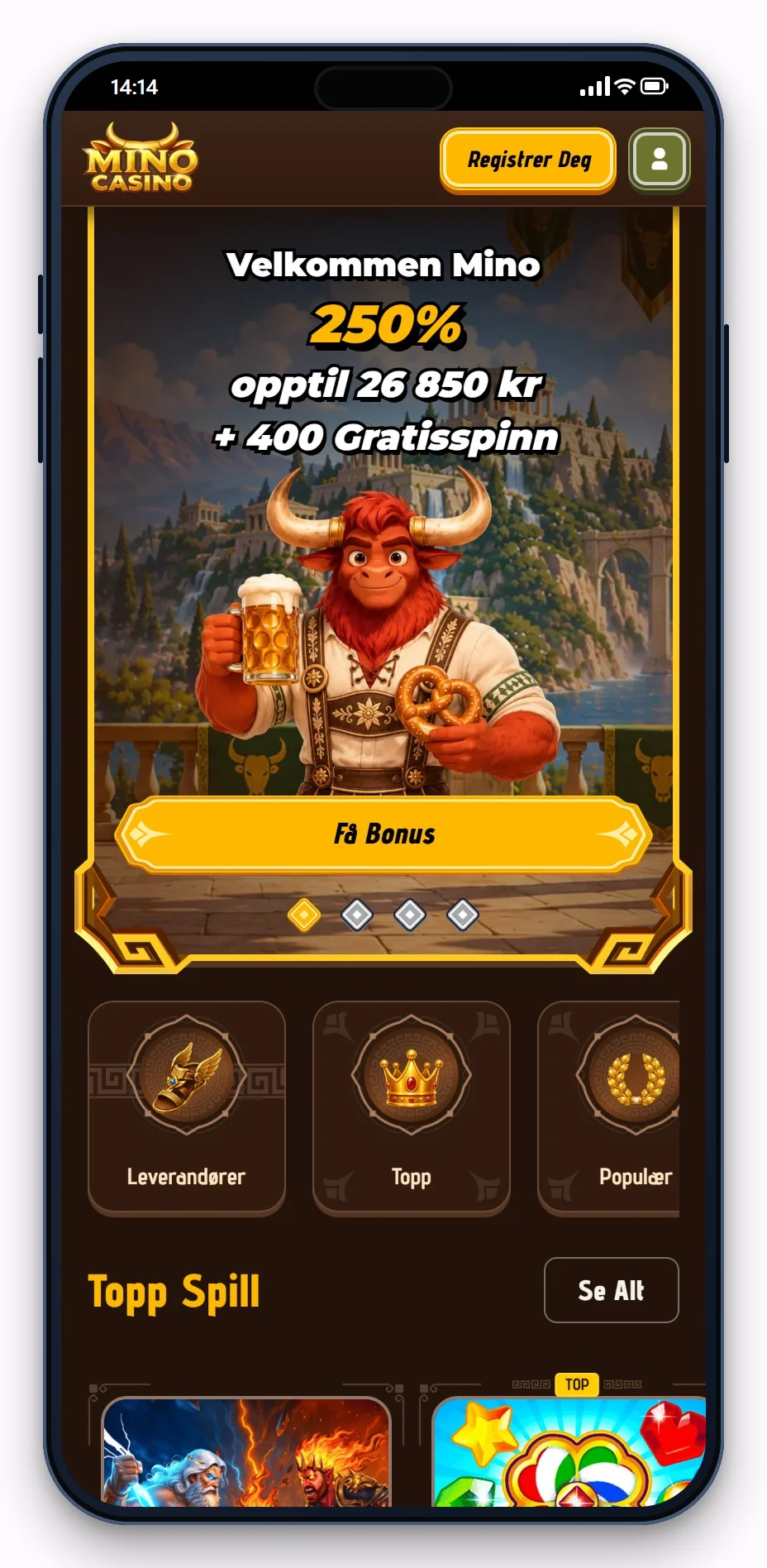 cashlib casino: Mino Casino i mobilen, lobbyen